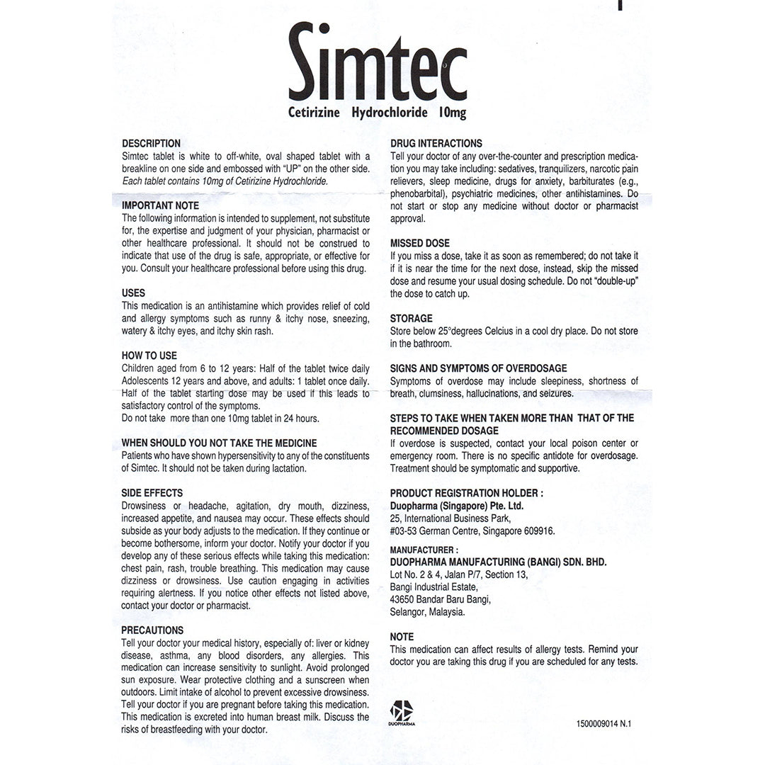 Simtec Tablets 10's