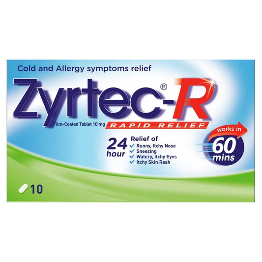 Zyrtec-R Film-Coated Tablet 10mg Rapid Relief Runny Nose 10 tablets E07/05/2028