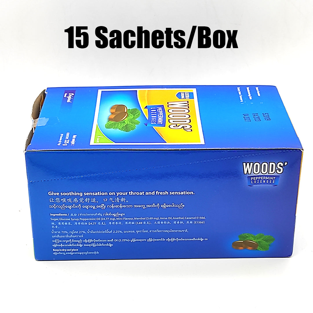 Wood's Peppermint Drops Lozenges Original Flavour  15 Sachets/Box