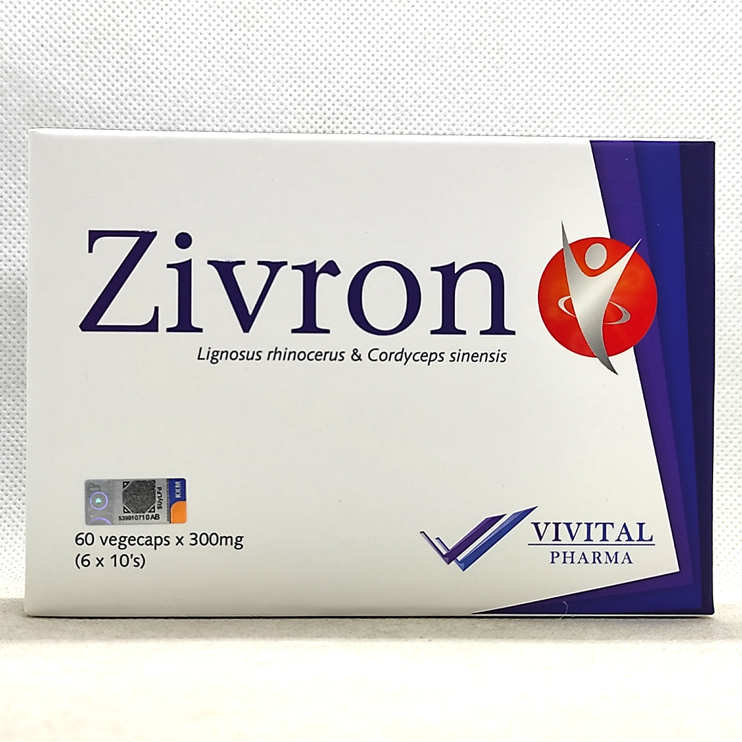Zivron 300mg Lignosus Rhinocerus (Tiger Milk Mushroom) Cordyceps Sinesis 60's Exp 21/02/2027
