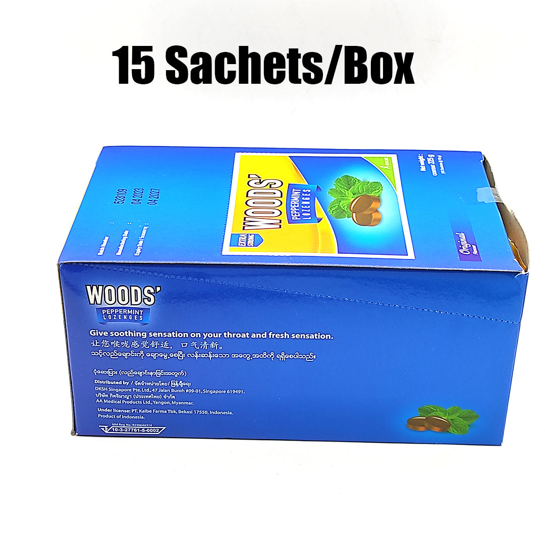 Wood's Peppermint Drops Lozenges Original Flavour  15 Sachets/Box