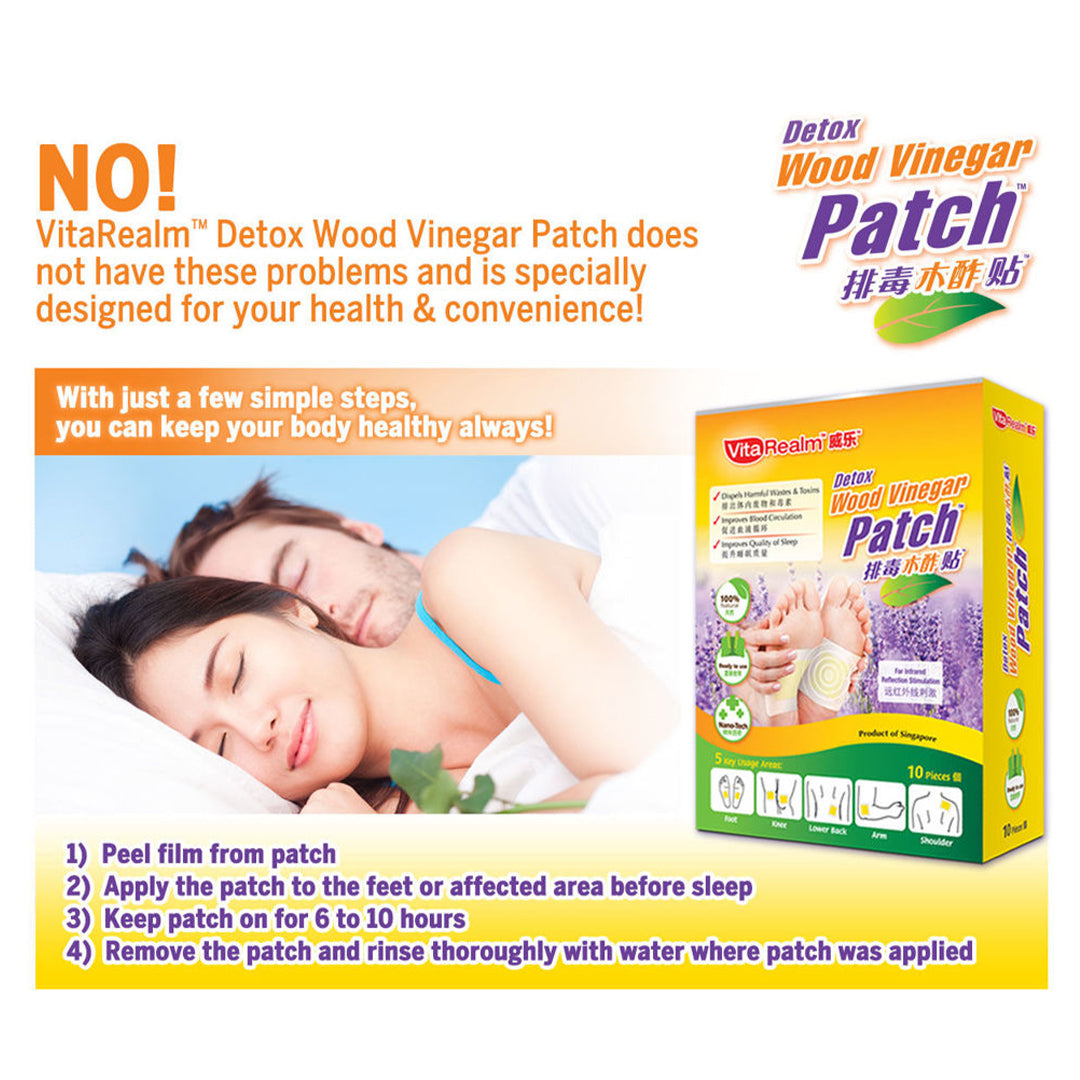 6 Boxes VitaRealm Detox Foot Patch Wood Vinegar Foot Patch 10's